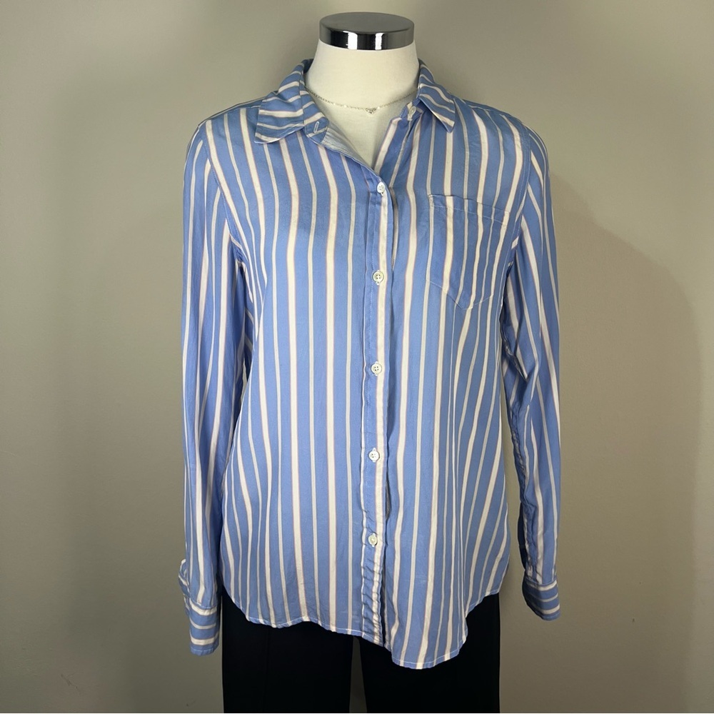 Rails Kate New Haven Stripe Silk Shirt Women's Size Small Lightweight